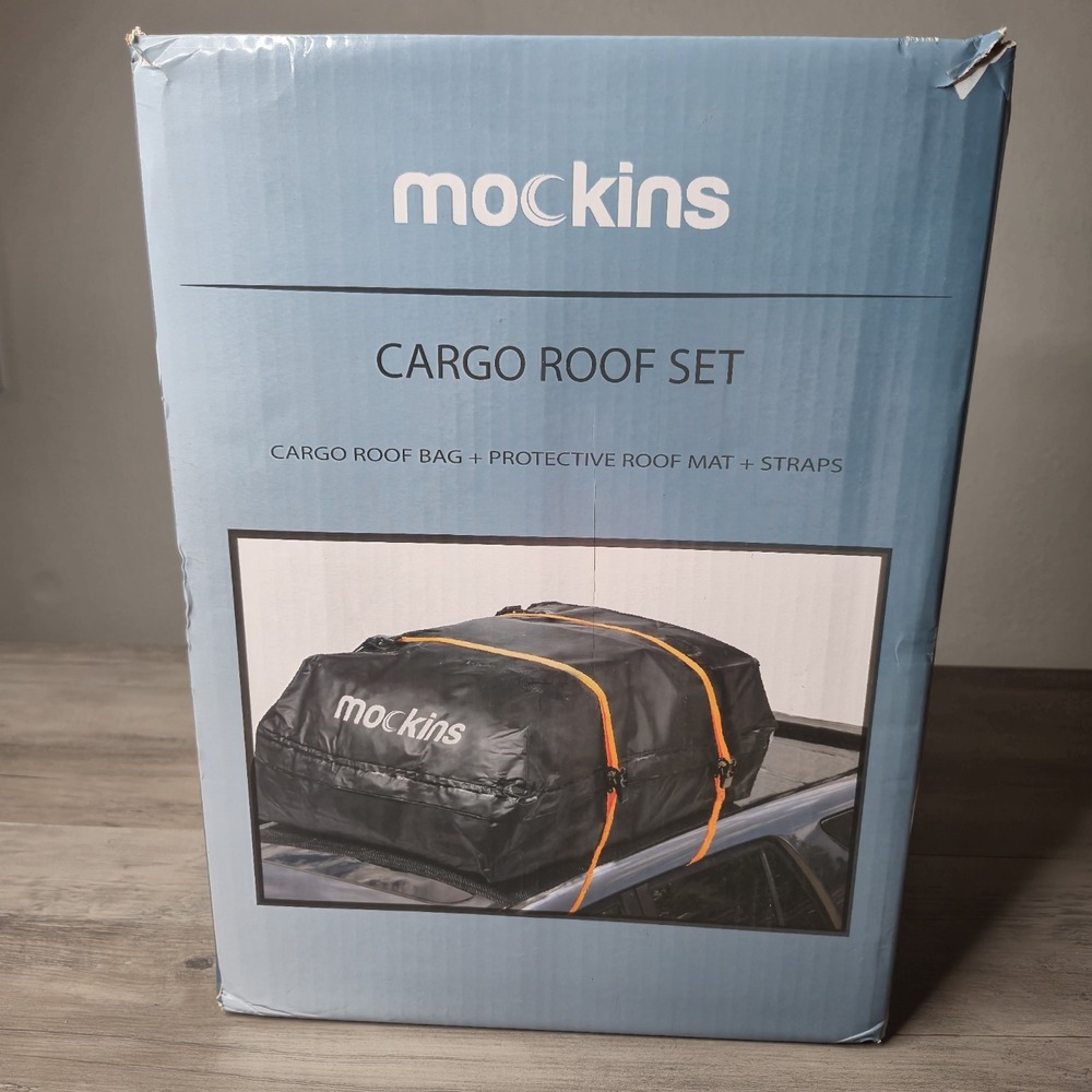 Mockins Large 15 Cu Ft Waterproof Rooftop Cargo Roof Bag Set 44x34x18 w/Pad OpBx